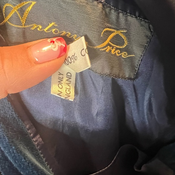 *Rare* Deep Blue Velvet Off the Shoulder Cocktail Dress by AntonyPrice UK8 - Picture 10 of 15